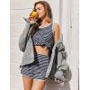 imageEkouaer Pajamas for Women Sets Tank and Shorts Summer Waffle Knit Striped 2Piece Cute Pjs Soft Sleeveless Loungewear SetNavy Blue and White Stripe