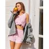 imageEkouaer Pajamas for Women Sets Tank and Shorts Summer Waffle Knit Striped 2Piece Cute Pjs Soft Sleeveless Loungewear SetPink and White Stripe