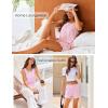 imageEkouaer Pajamas for Women Sets Tank and Shorts Summer Waffle Knit Striped 2Piece Cute Pjs Soft Sleeveless Loungewear SetPink and White Stripe