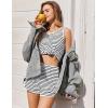 imageEkouaer Pajamas for Women Sets Tank and Shorts Summer Waffle Knit Striped 2Piece Cute Pjs Soft Sleeveless Loungewear SetWhite and Black Stripe