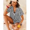 imageEkouaer Womens Silk Satin Pajamas Sets 2 Piece Short Sleeve Sleepwear Button Down Top and Shorts Pjs Lounge Wear Sets SXXLBlack