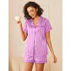 imageEkouaer Womens Silk Satin Pajamas Sets 2 Piece Short Sleeve Sleepwear Button Down Top and Shorts Pjs Lounge Wear Sets SXXLBlue Purple