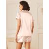 imageEkouaer Womens Silk Satin Pajamas Sets 2 Piece Short Sleeve Sleepwear Button Down Top and Shorts Pjs Lounge Wear Sets SXXLChampagne