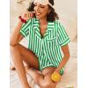 imageEkouaer Womens Silk Satin Pajamas Sets 2 Piece Short Sleeve Sleepwear Button Down Top and Shorts Pjs Lounge Wear Sets SXXLGreen