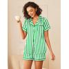 imageEkouaer Womens Silk Satin Pajamas Sets 2 Piece Short Sleeve Sleepwear Button Down Top and Shorts Pjs Lounge Wear Sets SXXLGreen