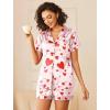imageEkouaer Womens Silk Satin Pajamas Sets 2 Piece Short Sleeve Sleepwear Button Down Top and Shorts Pjs Lounge Wear Sets SXXLHeart Print