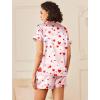 imageEkouaer Womens Silk Satin Pajamas Sets 2 Piece Short Sleeve Sleepwear Button Down Top and Shorts Pjs Lounge Wear Sets SXXLHeart Print