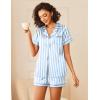 imageEkouaer Womens Silk Satin Pajamas Sets 2 Piece Short Sleeve Sleepwear Button Down Top and Shorts Pjs Lounge Wear Sets SXXLLight Blue