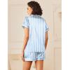 imageEkouaer Womens Silk Satin Pajamas Sets 2 Piece Short Sleeve Sleepwear Button Down Top and Shorts Pjs Lounge Wear Sets SXXLLight Blue