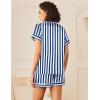 imageEkouaer Womens Silk Satin Pajamas Sets 2 Piece Short Sleeve Sleepwear Button Down Top and Shorts Pjs Lounge Wear Sets SXXLNavy