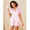 imageEkouaer Womens Silk Satin Pajamas Sets 2 Piece Short Sleeve Sleepwear Button Down Top and Shorts Pjs Lounge Wear Sets SXXLPink