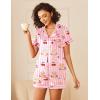 imageEkouaer Womens Silk Satin Pajamas Sets 2 Piece Short Sleeve Sleepwear Button Down Top and Shorts Pjs Lounge Wear Sets SXXLPink Apricot Red