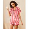 imageEkouaer Womens Silk Satin Pajamas Sets 2 Piece Short Sleeve Sleepwear Button Down Top and Shorts Pjs Lounge Wear Sets SXXLRed