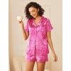 imageEkouaer Womens Silk Satin Pajamas Sets 2 Piece Short Sleeve Sleepwear Button Down Top and Shorts Pjs Lounge Wear Sets SXXLRose Leopard