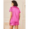 imageEkouaer Womens Silk Satin Pajamas Sets 2 Piece Short Sleeve Sleepwear Button Down Top and Shorts Pjs Lounge Wear Sets SXXLRose Red