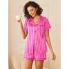 imageEkouaer Womens Silk Satin Pajamas Sets 2 Piece Short Sleeve Sleepwear Button Down Top and Shorts Pjs Lounge Wear Sets SXXLRose Red