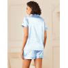 imageEkouaer Womens Silk Satin Pajamas Sets 2 Piece Short Sleeve Sleepwear Button Down Top and Shorts Pjs Lounge Wear Sets SXXLWhite Blue Leopard