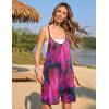 imageEkouaer Womens Summer Casual Sleeveless Rompers Loose Spaghetti Strap Shorts Overalls Outfits 2025 Jumpsuits With PocketsBlack Palm Leaf