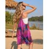 imageEkouaer Womens Summer Casual Sleeveless Rompers Loose Spaghetti Strap Shorts Overalls Outfits 2025 Jumpsuits With PocketsBlack Palm Leaf