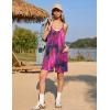 imageEkouaer Womens Summer Casual Sleeveless Rompers Loose Spaghetti Strap Shorts Overalls Outfits 2025 Jumpsuits With PocketsBlack Palm Leaf