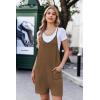 imageEkouaer Womens Summer Casual Sleeveless Rompers Loose Spaghetti Strap Shorts Overalls Outfits 2025 Jumpsuits With PocketsBrown
