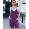 imageEkouaer Womens Summer Casual Sleeveless Rompers Loose Spaghetti Strap Shorts Overalls Outfits 2025 Jumpsuits With PocketsBurgundy