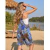 imageEkouaer Womens Summer Casual Sleeveless Rompers Loose Spaghetti Strap Shorts Overalls Outfits 2025 Jumpsuits With PocketsClassical Geometry