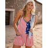 imageEkouaer Womens Summer Casual Sleeveless Rompers Loose Spaghetti Strap Shorts Overalls Outfits 2025 Jumpsuits With PocketsFlagq8