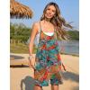 imageEkouaer Womens Summer Casual Sleeveless Rompers Loose Spaghetti Strap Shorts Overalls Outfits 2025 Jumpsuits With PocketsGreen Tropical Print