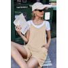 imageEkouaer Womens Summer Casual Sleeveless Rompers Loose Spaghetti Strap Shorts Overalls Outfits 2025 Jumpsuits With PocketsKhaki