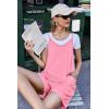 imageEkouaer Womens Summer Casual Sleeveless Rompers Loose Spaghetti Strap Shorts Overalls Outfits 2025 Jumpsuits With PocketsPink
