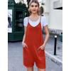 imageEkouaer Womens Summer Casual Sleeveless Rompers Loose Spaghetti Strap Shorts Overalls Outfits 2025 Jumpsuits With PocketsRed