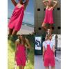 imageEkouaer Womens Summer Casual Sleeveless Rompers Loose Spaghetti Strap Shorts Overalls Outfits 2025 Jumpsuits With PocketsRose