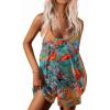 imageEkouaer Womens Summer Casual Sleeveless Rompers Loose Spaghetti Strap Shorts Overalls Outfits 2025 Jumpsuits With PocketsGreen Tropical Print