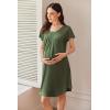imageEkouaer Nursing Nightown Labor and Delivery Gown for Hospital Pleated Breastfeeding Dress Short Sleeve Maternity SleepwearArmy Green