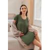 imageEkouaer Nursing Nightown Labor and Delivery Gown for Hospital Pleated Breastfeeding Dress Short Sleeve Maternity SleepwearArmy Green