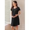 imageEkouaer Nursing Nightown Labor and Delivery Gown for Hospital Pleated Breastfeeding Dress Short Sleeve Maternity SleepwearBlack