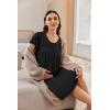 imageEkouaer Nursing Nightown Labor and Delivery Gown for Hospital Pleated Breastfeeding Dress Short Sleeve Maternity SleepwearBlack