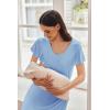 imageEkouaer Nursing Nightown Labor and Delivery Gown for Hospital Pleated Breastfeeding Dress Short Sleeve Maternity SleepwearBlue