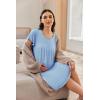 imageEkouaer Nursing Nightown Labor and Delivery Gown for Hospital Pleated Breastfeeding Dress Short Sleeve Maternity SleepwearBlue