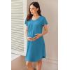 imageEkouaer Nursing Nightown Labor and Delivery Gown for Hospital Pleated Breastfeeding Dress Short Sleeve Maternity SleepwearBlue Green