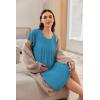 imageEkouaer Nursing Nightown Labor and Delivery Gown for Hospital Pleated Breastfeeding Dress Short Sleeve Maternity SleepwearBlue Green