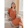 imageEkouaer Nursing Nightown Labor and Delivery Gown for Hospital Pleated Breastfeeding Dress Short Sleeve Maternity SleepwearBrick Red
