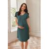 imageEkouaer Nursing Nightown Labor and Delivery Gown for Hospital Pleated Breastfeeding Dress Short Sleeve Maternity SleepwearDark Green