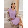 imageEkouaer Nursing Nightown Labor and Delivery Gown for Hospital Pleated Breastfeeding Dress Short Sleeve Maternity SleepwearG Purple