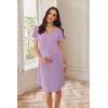 imageEkouaer Nursing Nightown Labor and Delivery Gown for Hospital Pleated Breastfeeding Dress Short Sleeve Maternity SleepwearG Purple