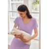imageEkouaer Nursing Nightown Labor and Delivery Gown for Hospital Pleated Breastfeeding Dress Short Sleeve Maternity SleepwearG Purple
