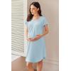 imageEkouaer Nursing Nightown Labor and Delivery Gown for Hospital Pleated Breastfeeding Dress Short Sleeve Maternity SleepwearLight Blue