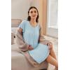imageEkouaer Nursing Nightown Labor and Delivery Gown for Hospital Pleated Breastfeeding Dress Short Sleeve Maternity SleepwearLight Blue