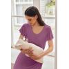 imageEkouaer Nursing Nightown Labor and Delivery Gown for Hospital Pleated Breastfeeding Dress Short Sleeve Maternity SleepwearMaroon